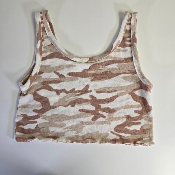 Colsie Brown and White Camouflage Print Crop Top size XS - Picture 6 of 7